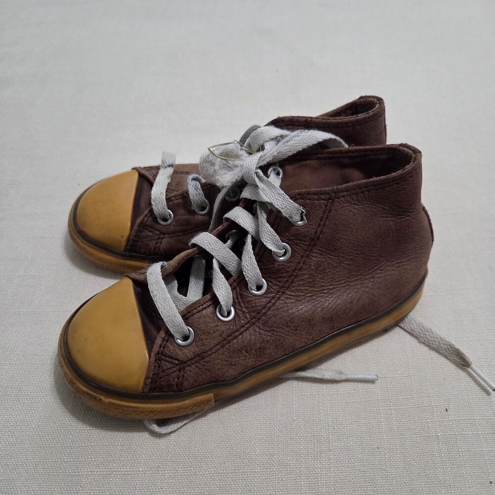 Converse Brown Leather High Tops toddler 10